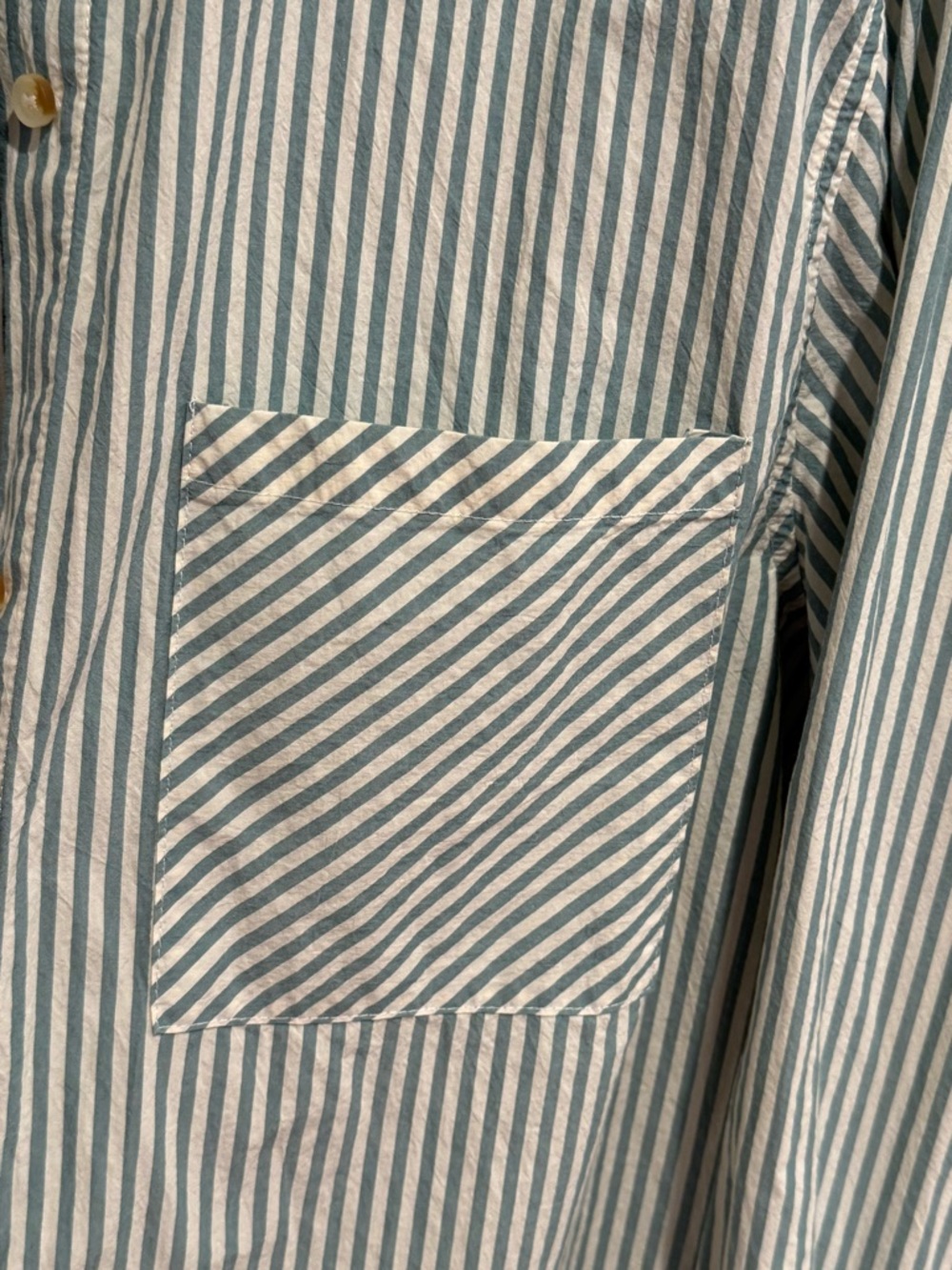 Marine Layer Green & White Vertical Stripe Oversized Button-Down Shirt - Picture 4 of 7